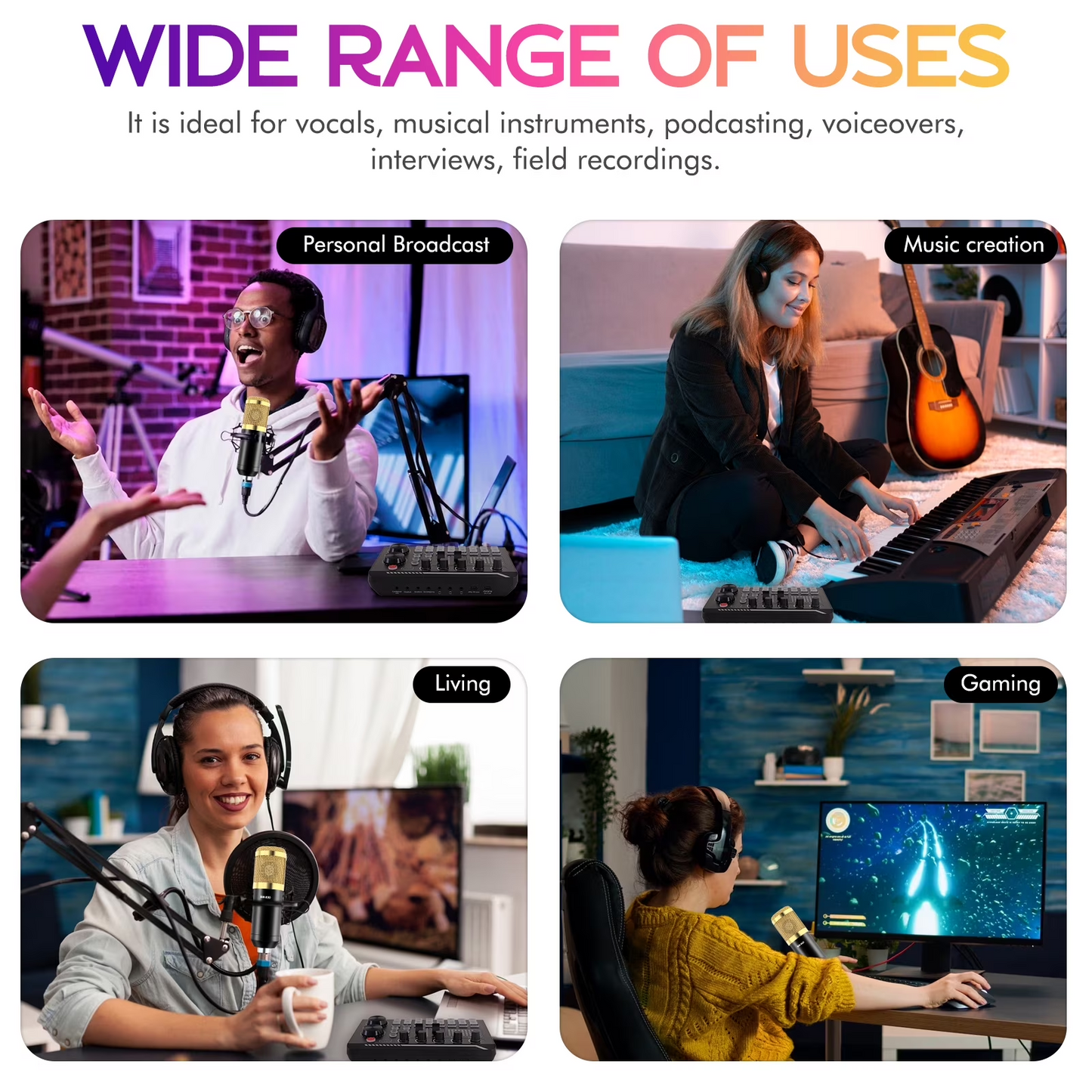 Condenser Microphone Bundle, Audio Mixer BM-800 Podcast Microphone with Voice Changer, Studio Equipment for Laptop Computer Vlog Living Broadcast Live Streaming YouTube TikTok