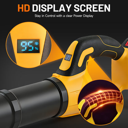 BAOKALER 580CFM Cordless Leaf Blower with 3 Batteries & Charger, 180MPH Handheld Blower, 5-Section Telescoping, Variable Speed for Yard, Patio, Driveway Cleaning (Yellow)