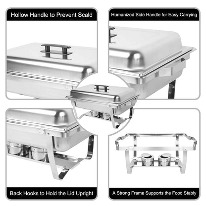 Chafing Dish Buffet Set 2 Pack, 8QT 3 Compartment Stainless Steel Chafing Dish Set, Buffet Warmer for Catering, Parties, Weddings
