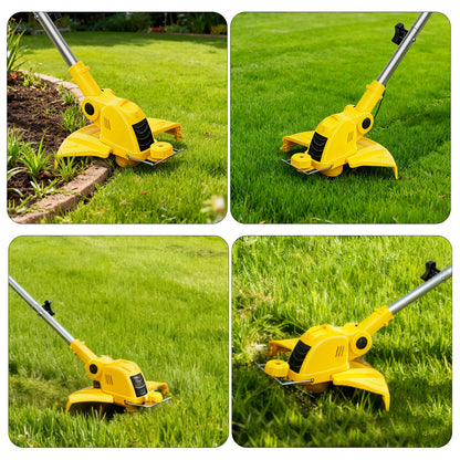CATGOOD Cordless String Trimmer, 4AH Battery Powered Weed Trimmer with Fast Charger, Yellow