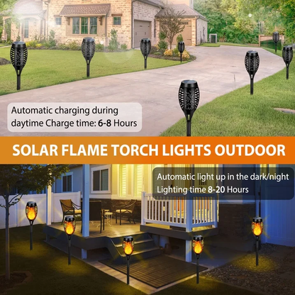 CATGOOD Solar Lights Outdoor Waterproof , 8 packs Tiki Torch Lights with Flickering Flame, Hallowee Decor Lights for Garden, Lawn, Patio, Yard