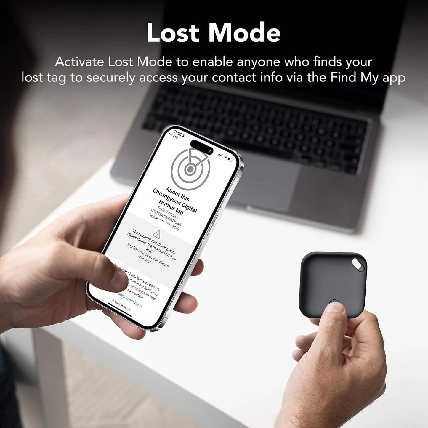 Bluetooth Tracker, Smart Air Tracker Tags,Key Finder and Item Locator Compatible with Apple Find My (iOS Only),Wireless Smart Tracker Tag for Keys/Luggage/Wallet,4-Pack,Black