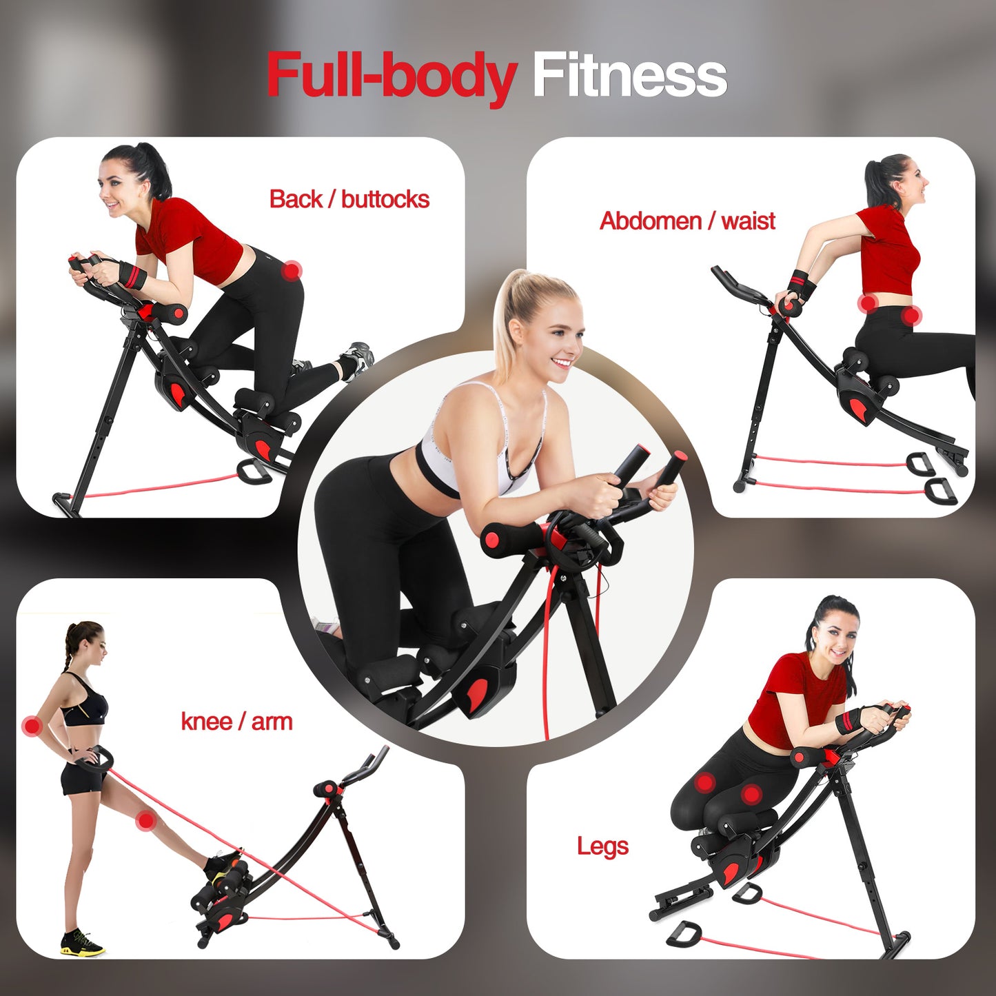 RICAN Dual Track ab Machine, ab Workout Equipment for Home Gym, Height Adjustable Ab Trainer Exercise Equipment, Foldable Fitness Equipment, Core & Abdominal Exercise and Strength Training
