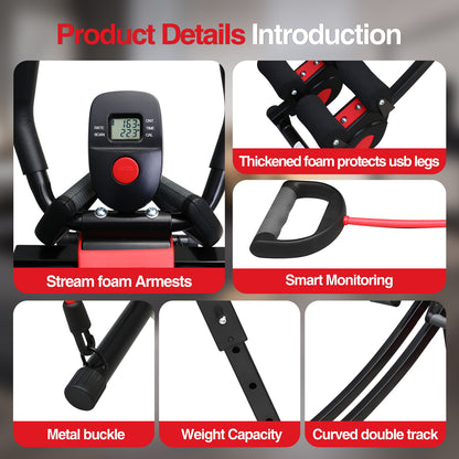 Dual Track Core & Abdominal Trainers, Abdominal Workout Equipment for Home Gym, Abdominal Exercise Machine Max Weight 440lbs, Fitness Equipment with LCD Display