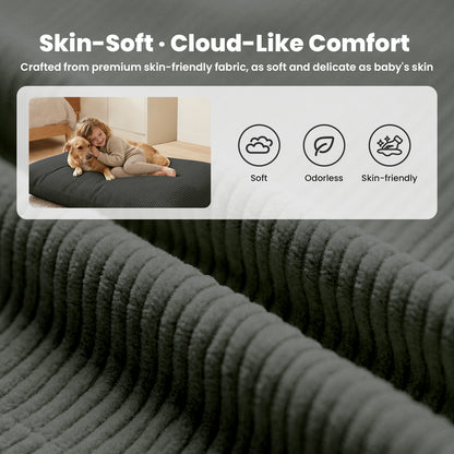 CATGOOD 3-in-1 Bean Bag Chair for Kids Adults, Convertible kids chair with Skin Friendly Fabric for Living Room, Bedroom, Gray