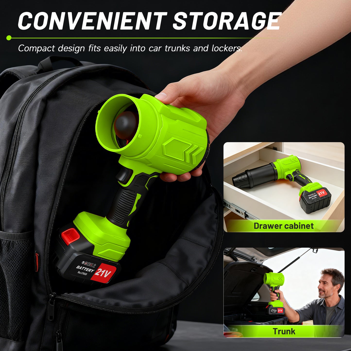 Cordless Leaf Blower, 950000 RPM Electric Leaf Blower with 2 X 4.0Ah Batteries & Charger, 110MPH Lightweight Handheld Blower for Patio Cleaning Blowing Leaves & Dust, Green