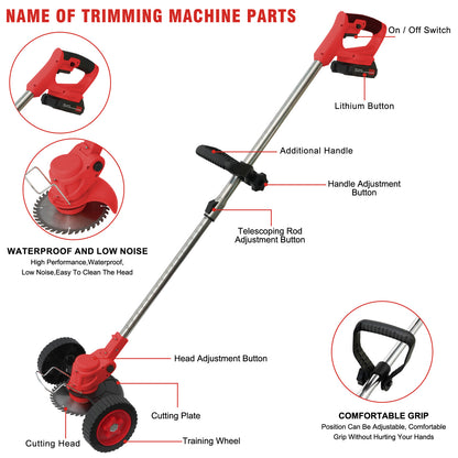 Electric Weed Trimmer Cordless, 24V 2×2000mAh Batteries, Perfect for Lawn, Patio & Small Yard Maintenance