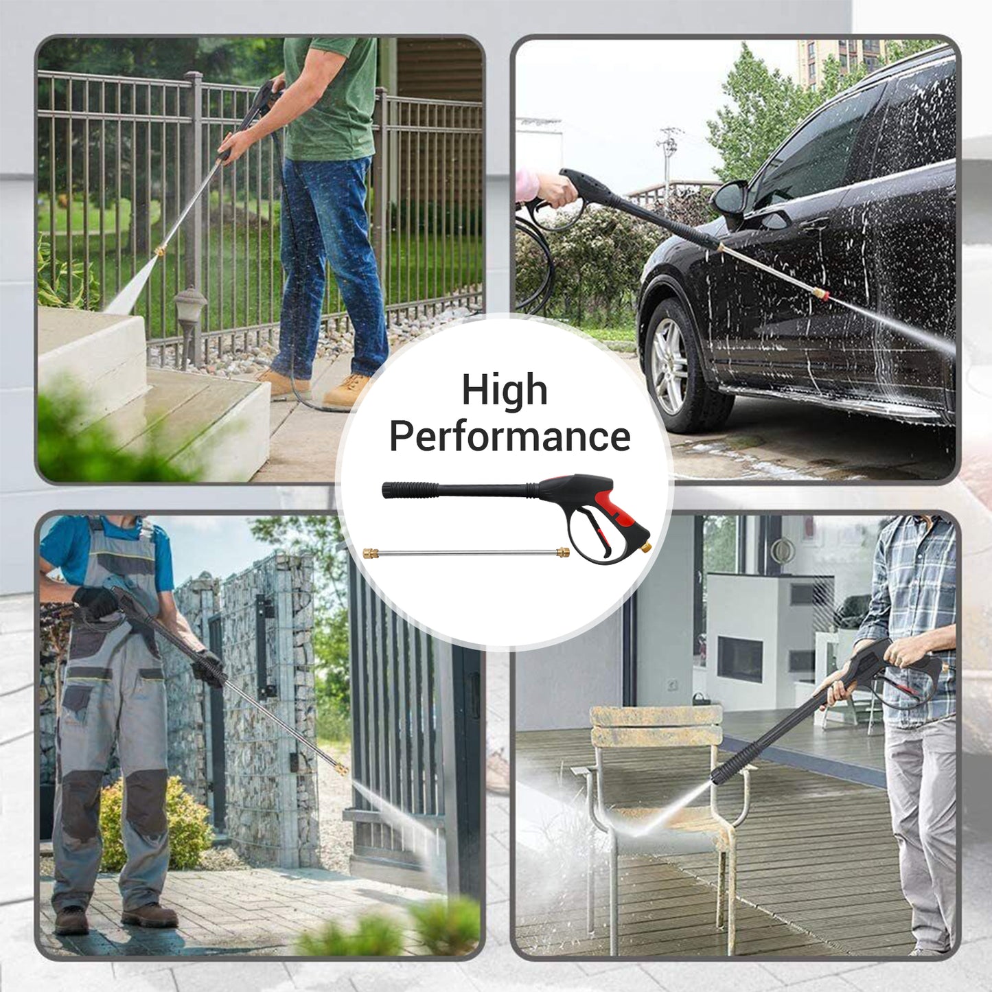 CATGOOD 4000 PSI Pressure Washer Gun with Extension Wand, Pressure Washer Wand with 50FT Hose and 5 Quick Connect Nozzles, Power Washer Gun Handle Car Wash Spray Gun Kit, 5 Spray Patterns