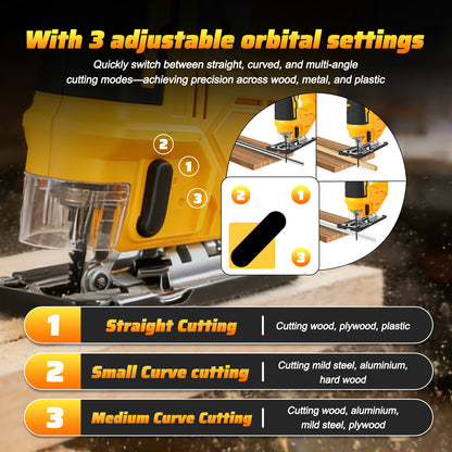 Brushless Cordless Jig Saw, Electric Jigsaw Tool Power Jig Saws for Woodworking, Wood Cutter Hand Tool with 3 Orbital Settings, ¡À45¡ã Bevel Cutting, Compatible for DEWALT 20V Battery