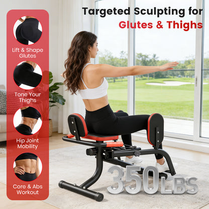 Hip Abductor Machine, 3-in-1 Thigh & Glute Trainer for Home Gym, Adjustable Resistance for Inner/Outer Thigh Toner and Butt Lifter, Compact Leg Workout Equipment