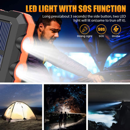 CATGOOD 10000mAh Portable Solar Charger for iphone and Android Power Bank with Dual 5V USB Ports for Outdoor Camping Hiking(Orange)