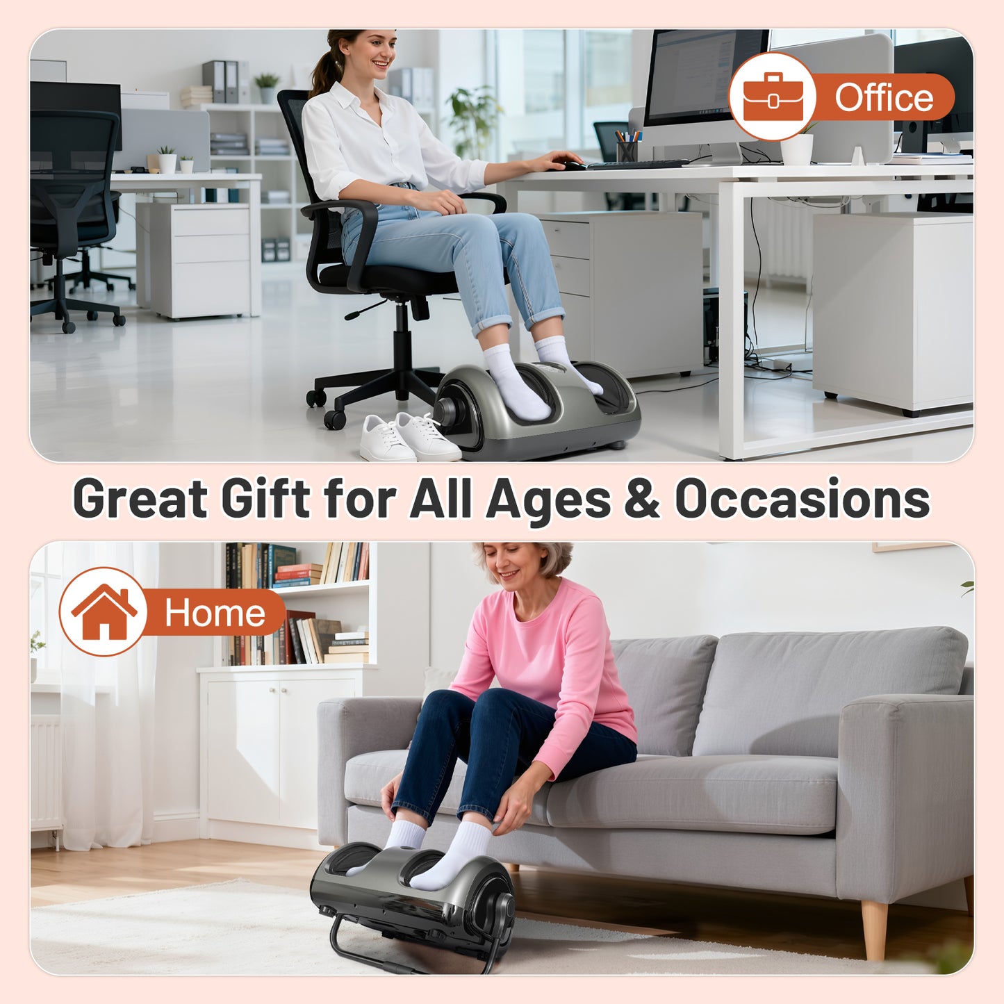 BAOKALER Shiatsu Foot Massager with Heat, Deep Kneading Foot and Calf Massager with Adjustable Warmth, Relaxing Foot Massager for Ankle & Leg Care, Ideal Gift for Family and Friends, Black