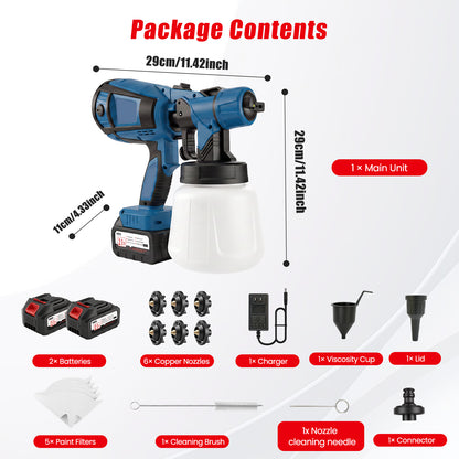 BAOKALER Cordless Paint Sprayer, Electric Spray Paint with 1400ml Container and 2×4.0Ah Batteries for Home Interior & Exterior, Furniture, Fence, Walls, Door, Garden Chairs, Blue