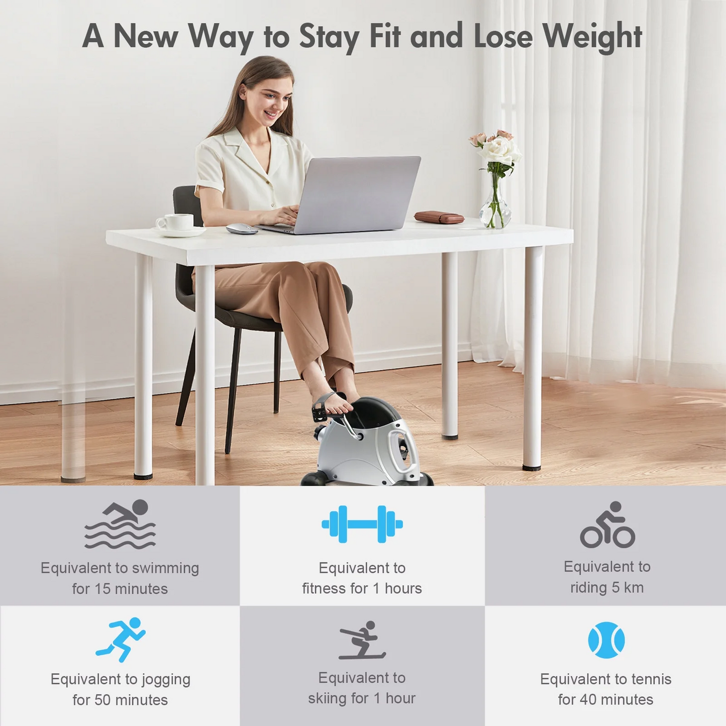 Under Desk Bike Pedal Exerciser, Mini Exercise Bike for Arm/Leg Exercise, Pedal Exerciser for Seniors with LCD Display