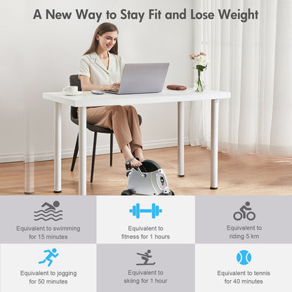 RICAN Under Desk Bike Pedal Exerciser, Mini Exercise Bike with Digital Display, Portable Foot Cycle Arm & Leg Peddler Machine for Home