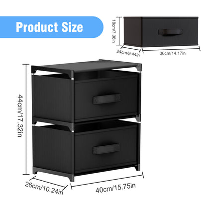 BAOKALER Fabric Dressers for Bedroom with 2 Drawers, Multifunctional Bedroom Storage Cabinet Drawers for Clothes, Small Dresser for Living Room, Hallway, Black