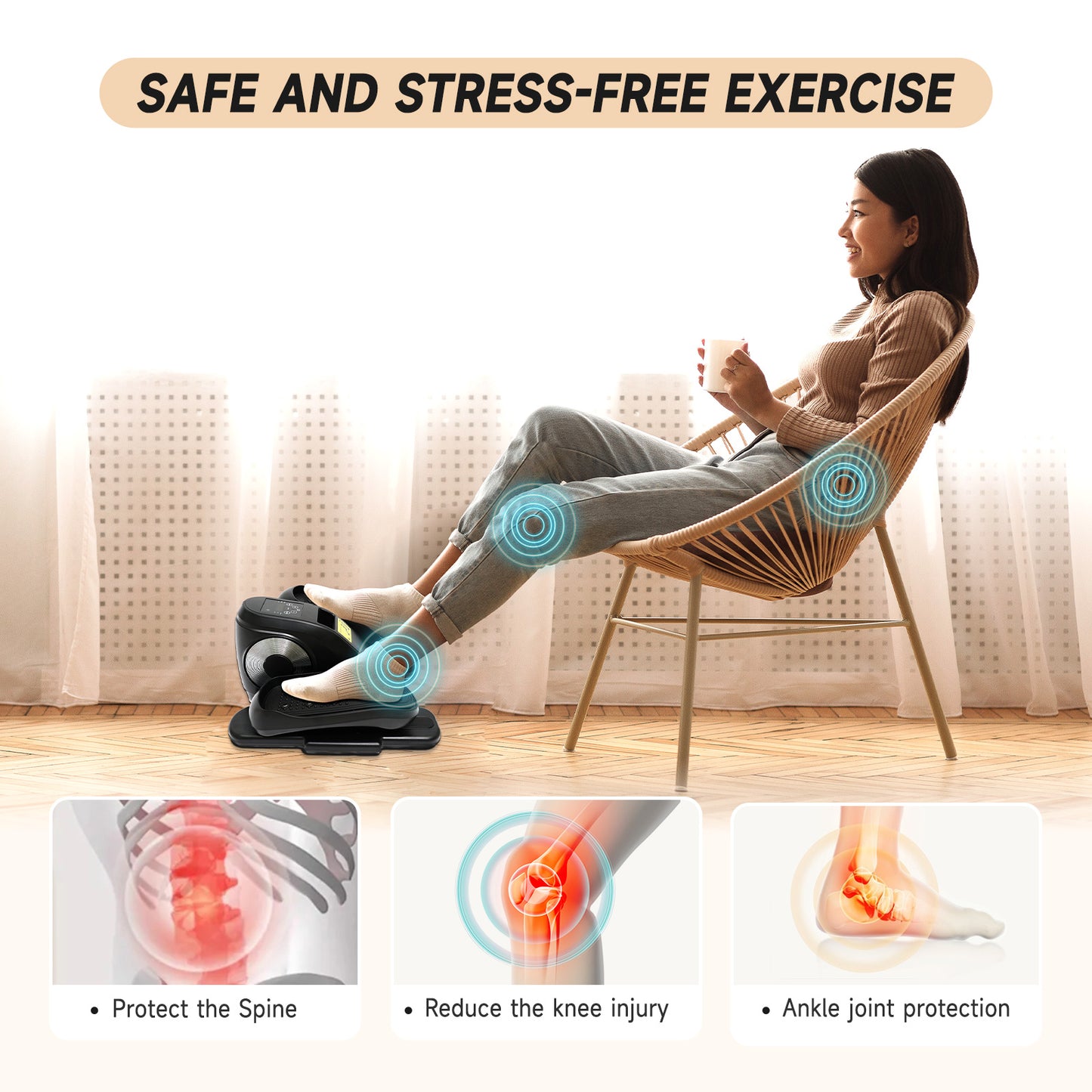 CATGOOD Under Desk Elliptical Machine, 12 Adjustable Speeds Mini ellipse Leg Exerciser with Remote Control, Forward & Backward Motion, Manual & Electric Dual Modes for Home Office