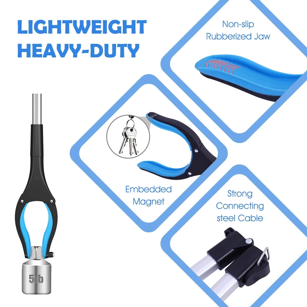 2Pcs 43 inch Grabber Reaching Tool, Extra Long Foldable Reachers and Grabbers for Elderly Grab It Reaching Tool