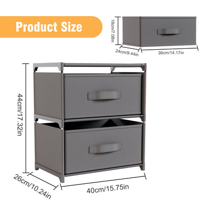 BAOKALER Multifunctional Bedroom Storage Cabinet Drawers for Clothes, Fabric Dressers for Bedroom with 2 Drawers, Small Dresser for Living Room, Hallway, Gray