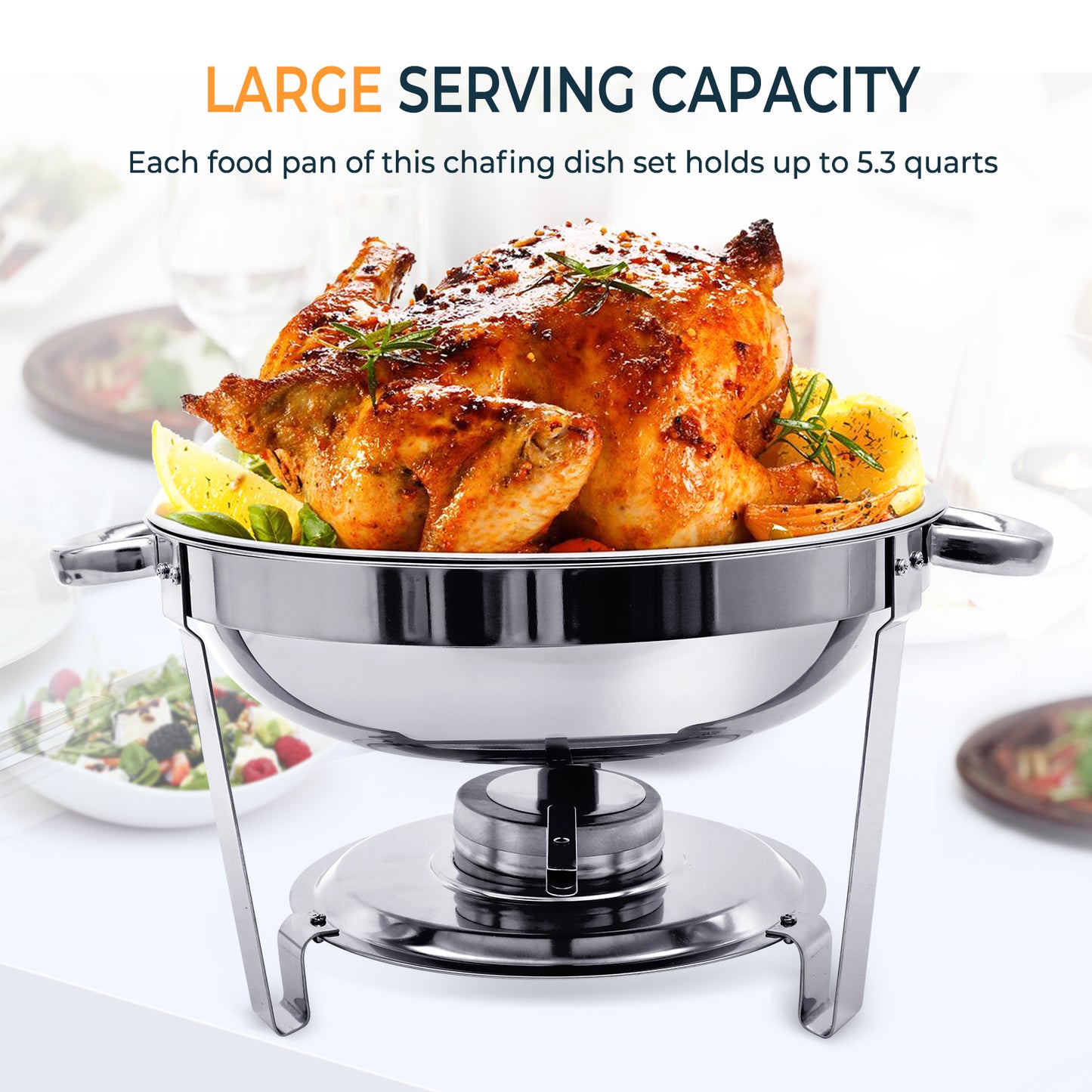 Chafing Dishes for Buffet 4 Pack, 5QT Buffet Server Food Warmer, Round Chafer and Buffet Warmer Sets, Chafing Dishes Stainless Steel for Home Parties,Catering Events
