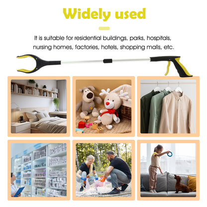 2Pcs 32'' Grabber Reacher Tool, Foldable Grabber Reaching Tool, Lightweight Trash Picker Upper Tool for Elderly with Anti-Slip Rotating Rubber Gripper,Yellow