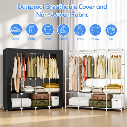 BAOKALER 67-Inch Wide Portable Closet Organizers and Storage with 4 Hanging Rods & 8 Shelves, Multi-Functional Wardrobe Clothes Storage for Bedroom, Living Room, Closet, Garage, Dorm, Black