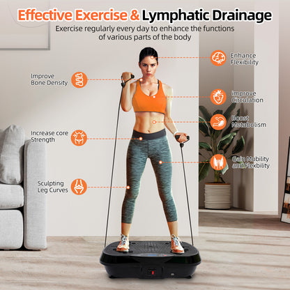 Vibration Plate Exercise Machine, Full Body Workout Machine for Weight Loss, Vibrating Board 300LBS Capacity, Vibration Platform with Resistance Bands, Remote Control, Silver-White