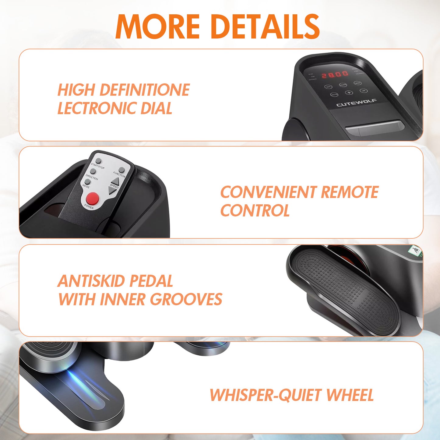 Under Desk Elliptical Machine, Leg Exerciser While Sitting for Seniors, Seated Pedal Exerciser with LED Display Monitor