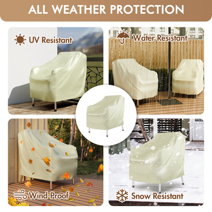 CATGOOD 2 Pack Heavy Duty Patio Chair Covers, Outdoor Chair Covers Waterproof for Lounge Chairs, Deep Seat Cover for Lawn Garden, Khaki