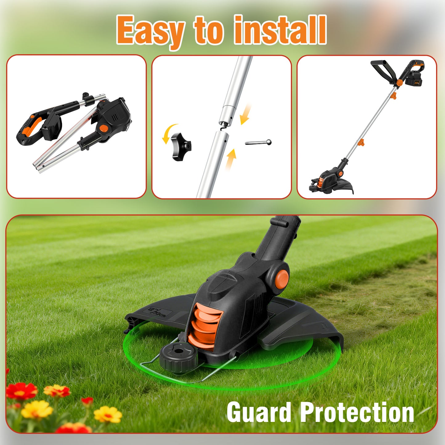 CATGOOD 12 Inch Weed Eater, 4AH Battery Powered Weed Wacker with 9650 RPM High-Efficiency Motor