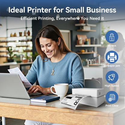 BAOKALER 4x6 Thermal Label Printer - Bluetooth Shipping Label Maker for Packages, Compatible with Windows iOS Android, Wireless Sticker Printing for Business and Home