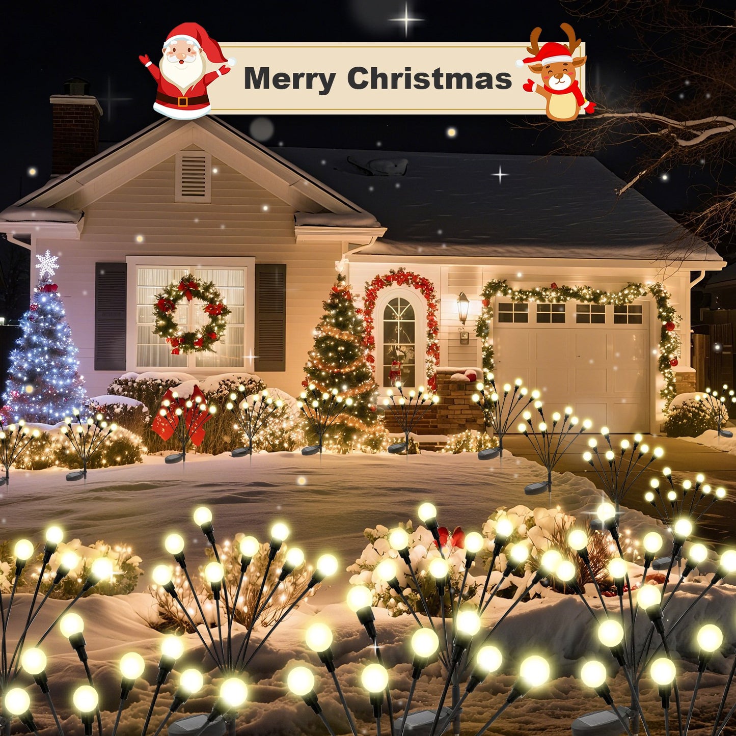 TopZoo Solar Garden Stake Lights Outdoor Waterproof, 12 Pack/2 Modes Swaying Firefly Lights for Garden Decor, Yard, Patio, Pathway, Party, Christmas Decoration, Warm White 96 LED