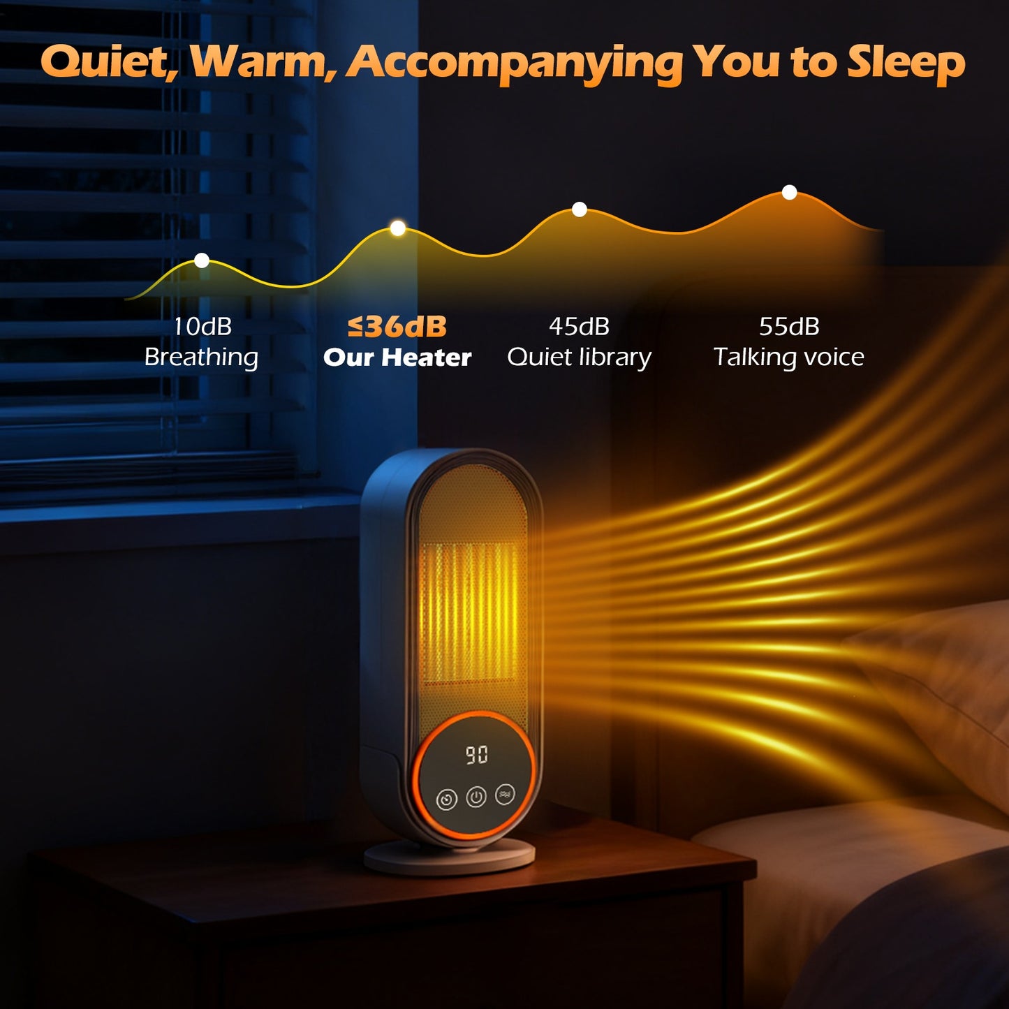 1200W Tower Heater, Ceramic Space Heater with Thermostat, 3D Realistic Flame Effect and Remote Control, 3 Modes, Overheat and Tip-Over Protection, Suitable for Home/Living Room