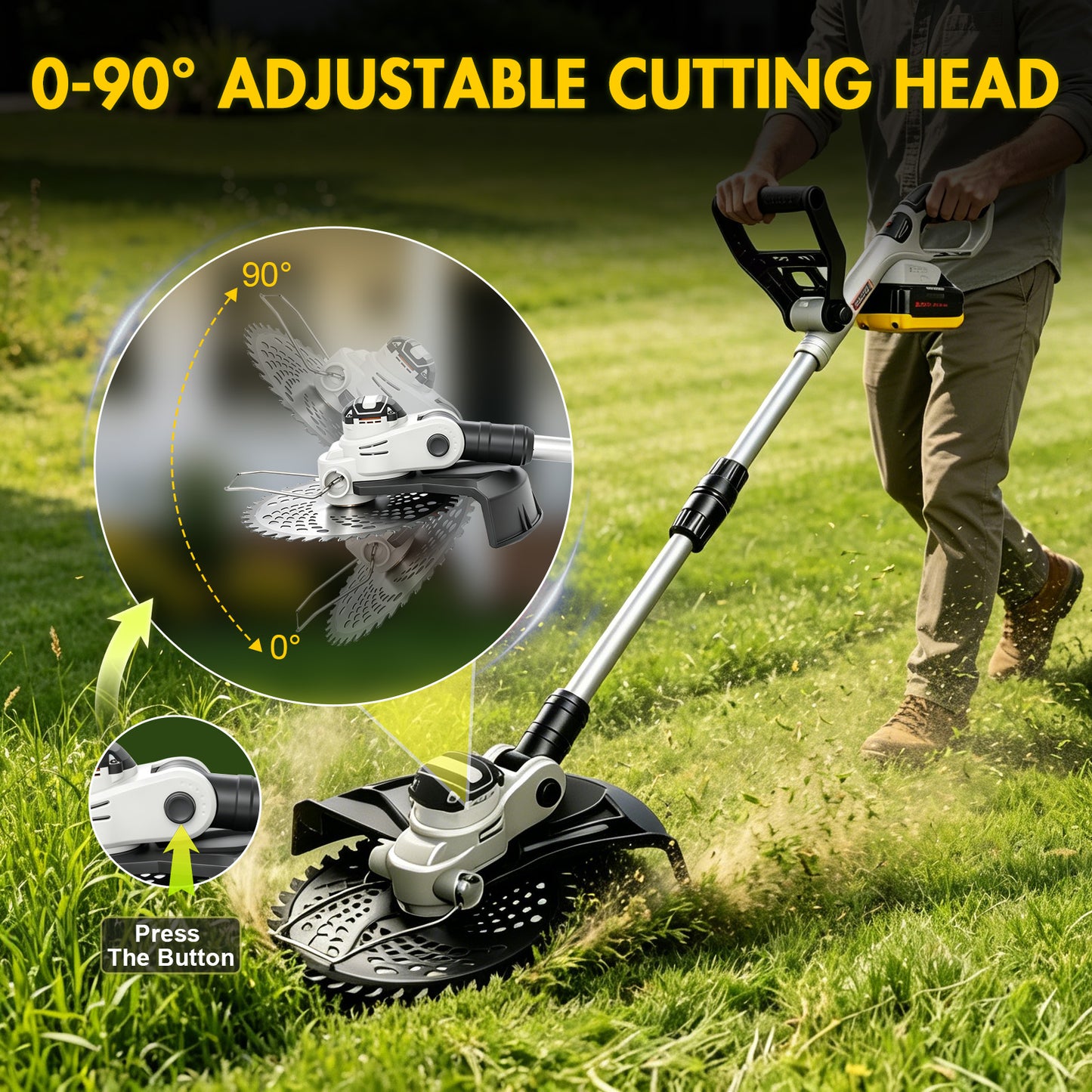 CATGOOD 13" Cordless Weed Wacker, 1300W Electric Weed Eater with 8Ah 24V Battery, 4 in 1 String Trimmer with Brushless Motor