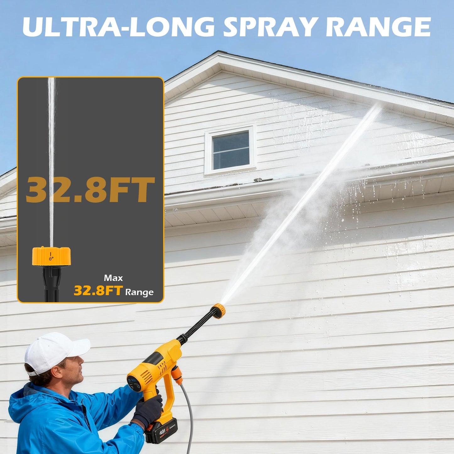 BAOKALER Cordless Pressure Washer, 900PSI 21V Portable Pressure Power Washer with Foam Cannon & 6-in-1 Nozzle,10-Speed Adjustment, for Car Washing, Patio, Garden, Driveway, Home Cleaning
