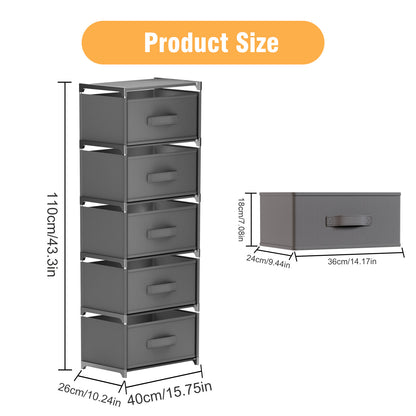 BAOKALER Multifunctional Bedroom Storage Cabinet Drawers for Clothes, Fabric Dressers for Bedroom with 5 Drawers, Small Dresser for Living Room, Hallway, Gray