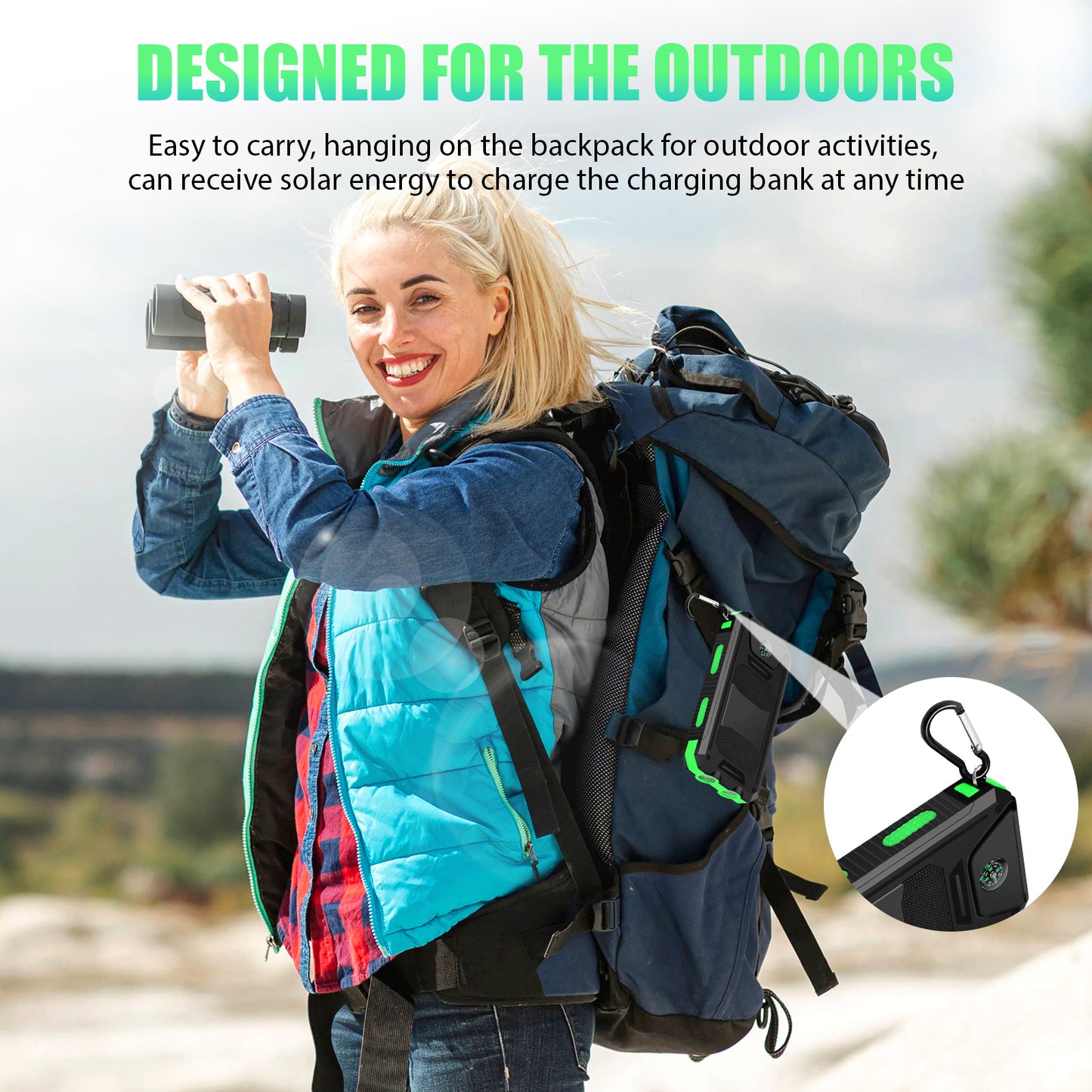CATGOOD 10000mAh Portable Solar Charger for iphone and Android Power Bank with Dual 5V USB Ports for Outdoor Camping Hiking(Green)