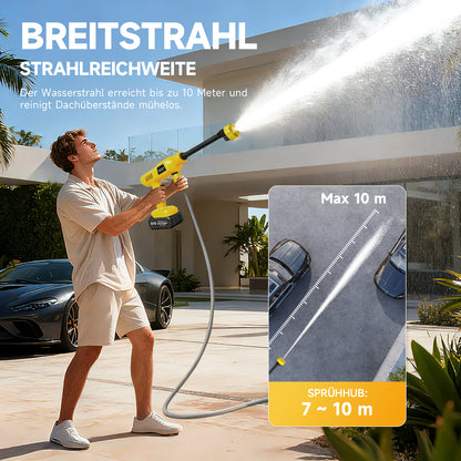 BAOKALER 1160PSI Pressure Washer with Foldable Water Container, 4.0Ah Dual Batteries, 6-in-1 Adjustable Nozzle, Portable Power Cleaner for Car Wash, Fences, Patio & Outdoor Cleaning – Yellow