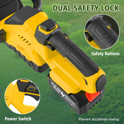 Baokaler 22" Cordless Hedge Trimmer, 21V Dual Action Blade Electric Bush Shrub Trimmer, 4.0Ah Battery & Charger, Yellow