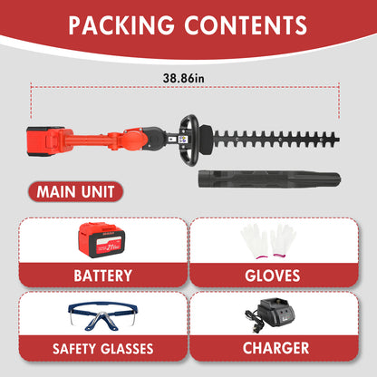 24" Cordless Hedge Trimmer with Rotatable Handle, Brushless Motor Trimmers with 6.0Ah Battery, 3/4" Cutting Capacity, Lightweight & Compact Trimmer for Garden