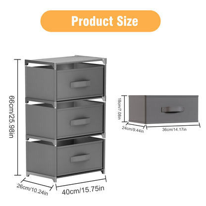 BAOKALER Multifunctional Bedroom Storage Cabinet Drawers for Clothes, Fabric Dressers for Bedroom with 3 Drawers, Small Dresser for Living Room, Hallway, Gray