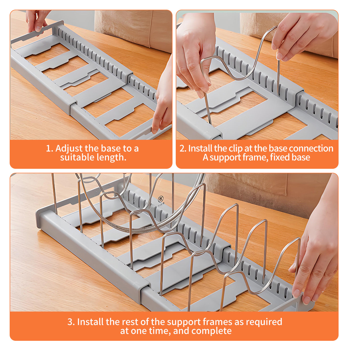 Expandable Pan Organizer with 12 Adjustable Shelves, Multifunctional Pots and Pans Organizer Rack for Kitchen Cabinets, Stainless Steel Pot Rack Lid Holder, Gray