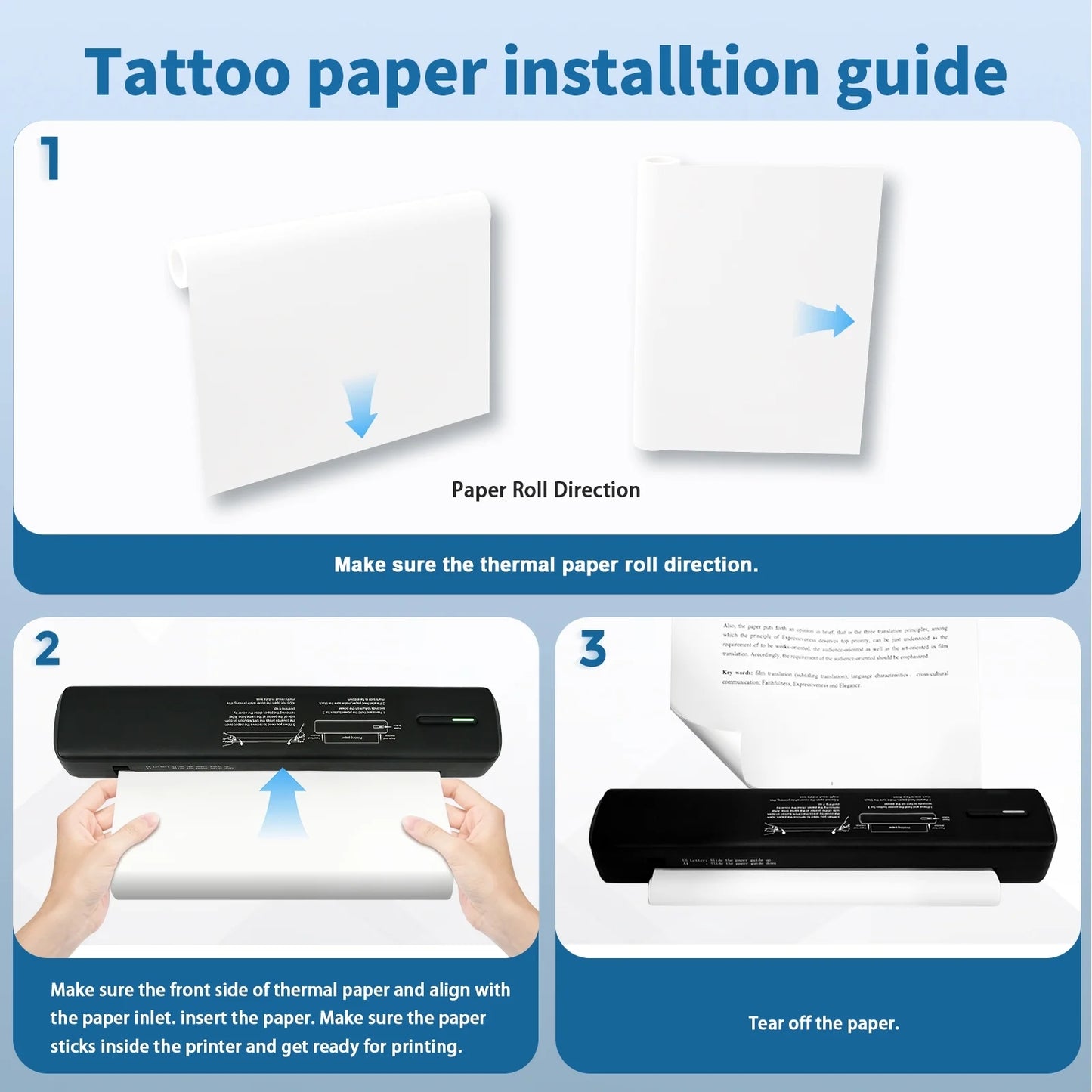 Thermal Printer, Wireless Printer Support US Letter & A4 for Travel, Inkless Portable Compatible with Ios Android Laptop for Home Car Office