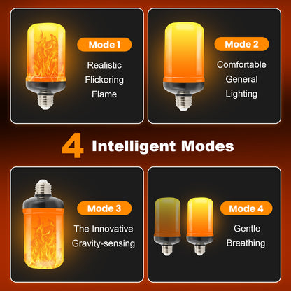 Catgood LED Flickering Flame Bulbs, 4 Lighting Modes, E26 Base for Party Patio Garden Decoration, 4 Pack