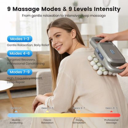 16 Head Massage Gun Set, Electric Muscle Massager with with 9 Modes 9 Intensities, 2000mAh Electric Massage Tools for Deep Tissue, Back, Shoulders, Legs, Gray