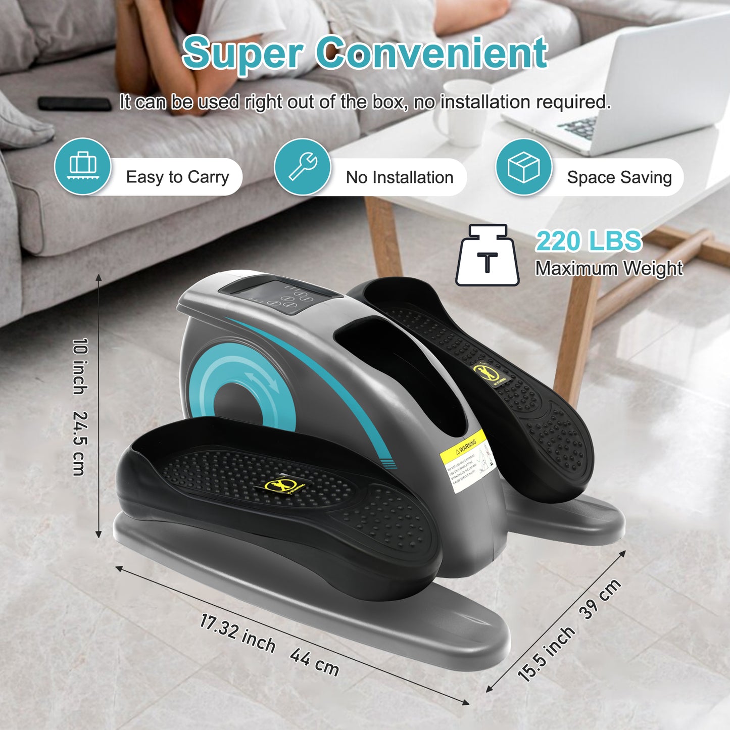 Under Desk Elliptical Machine, Ellipse Leg Exerciser for Seniors Fully Assembled, Portable & Quiet Electric Seated Pedal Exerciser with Remote Control & LCD Display Monitor