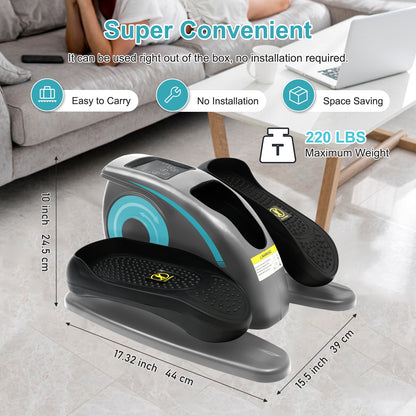 Under Desk Elliptical Machine, Quiet and Portable Electric Seated Pedal Exerciser with Remote Control and LCD Display Monitor for Adult &Seniors, Adjustable Directional and Speed