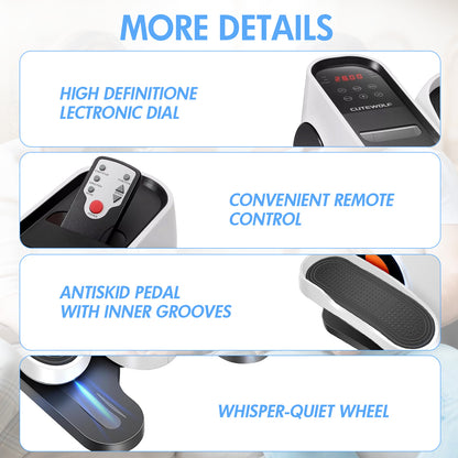 Under Desk Elliptical, Leg Exerciser for Seniors Fuly Assembled, Quiet & Portable Electric Seated Pedal Exerciser Adjustable Speeds, White