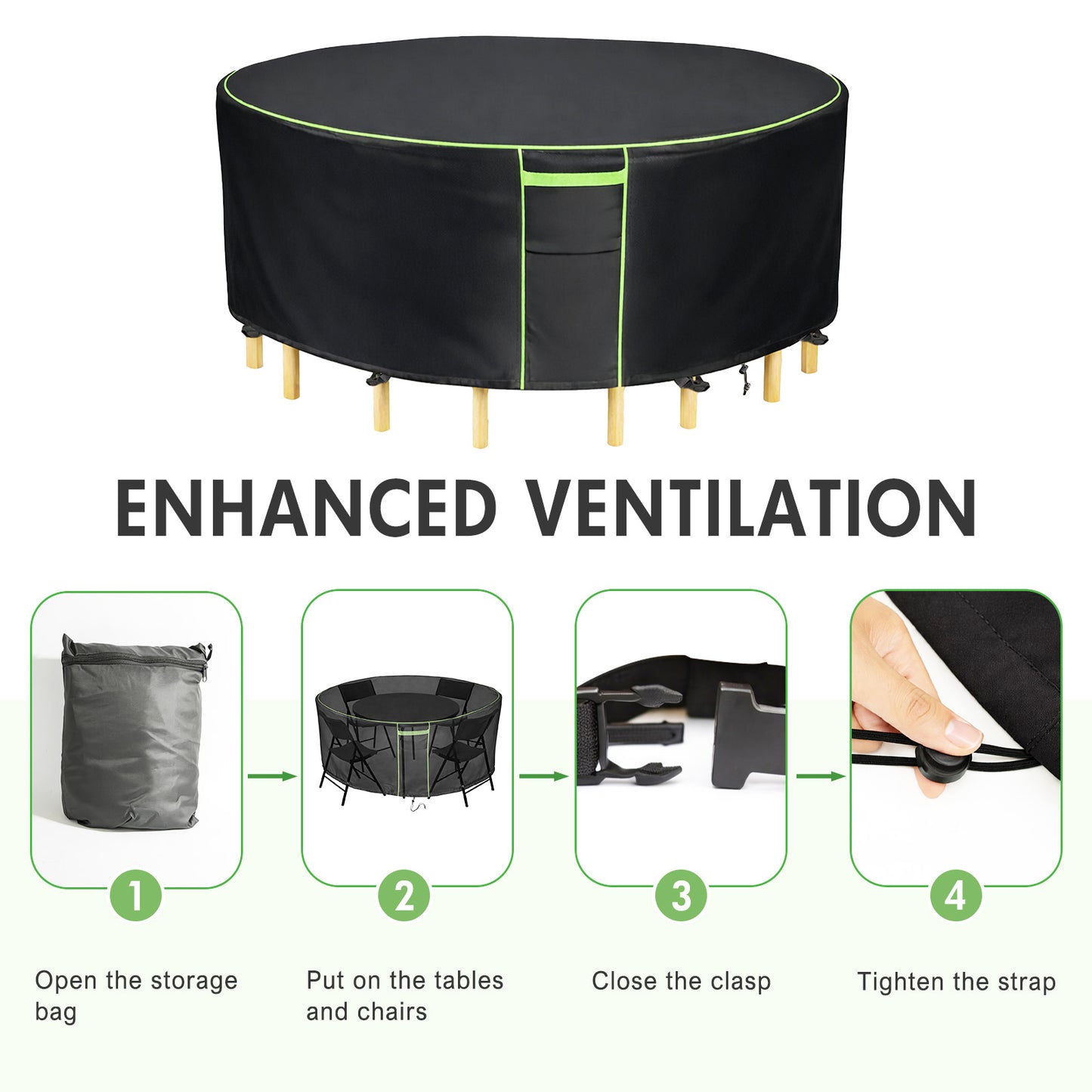 Round Patio Furniture Covers, 84" Dia Outdoor Furniture Covers, Waterproof Outdoor Table Cover, Fire Pit Cover, 420D Cover for Outdoor Furniture Set, Black