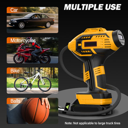 CATGOOD Cordless Tire Inflator, Handheld Air Compressor w/Digital Pressure Gauge, 150 Psi Air Pump for Car, Motorcycle, Bicycle, Balls, Yellow